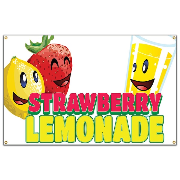 Strawberry Lemonade Banner Heavy Duty 13 Oz Vinyl with Grommets